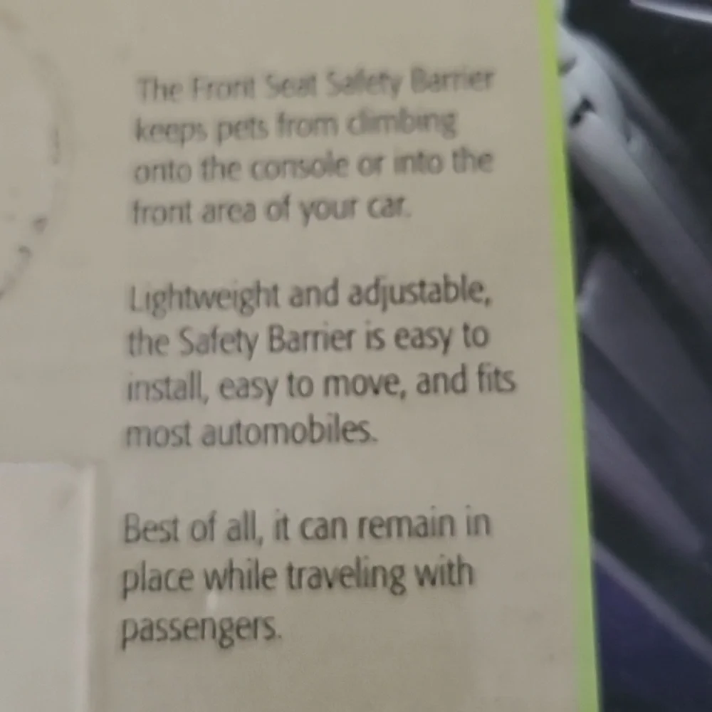 Front seat pet safety barrier